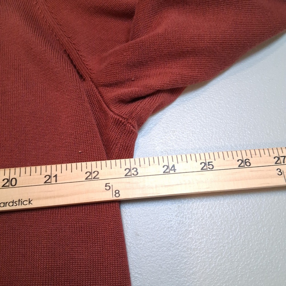 Lands' End Mens V Neck Sweater Cotton Blend Casual Burgundy Large Preppy Fall - Picture 8 of 9
